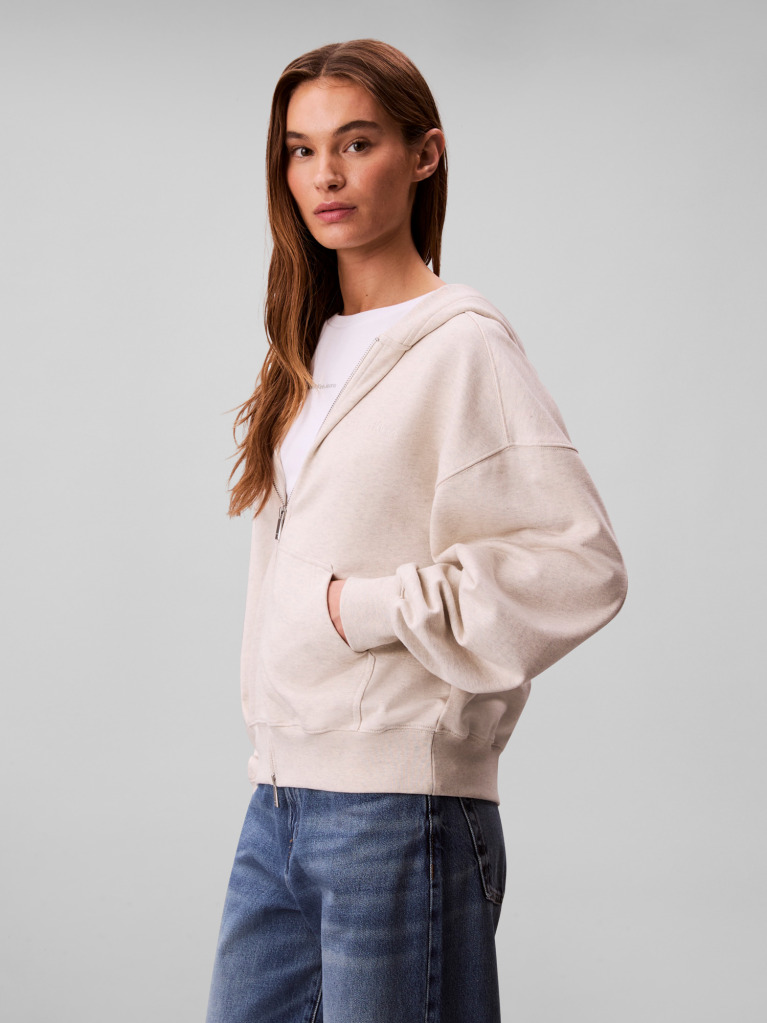 Μπεζ Hoodie Με Φερμουάρ  Γυναίκα