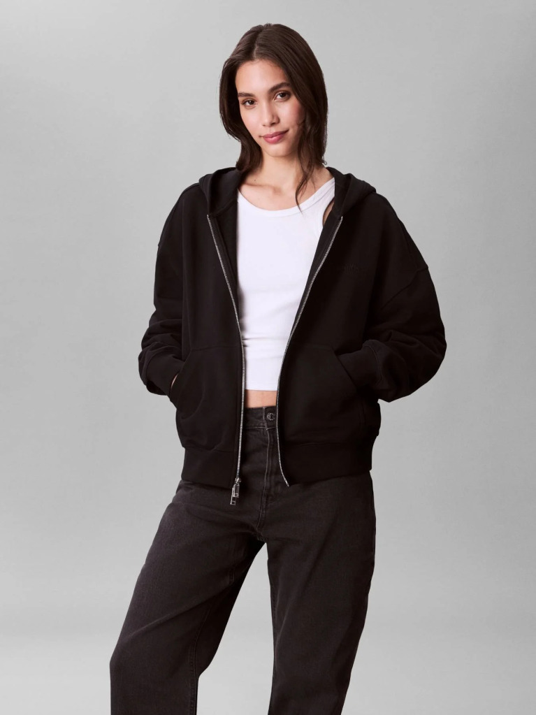 Μαύρο Hoodie Με Φερμουάρ  Γυναίκα