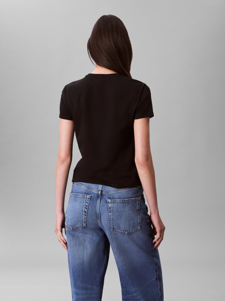 Μαύρο T-Shirt Από Supima Βαμβάκι Με Κλασική Λαιμόκοψη  Γυναίκα