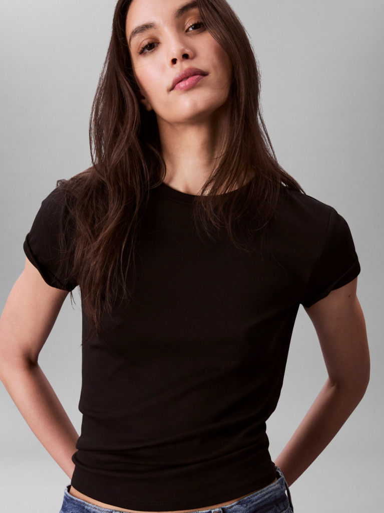Μαύρο T-Shirt Από Supima Βαμβάκι Με Κλασική Λαιμόκοψη  Γυναίκα