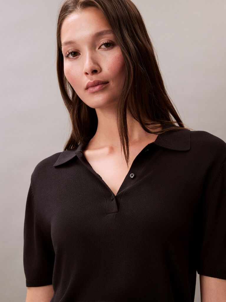 Black Fine Viscose Polo Shirt  Women