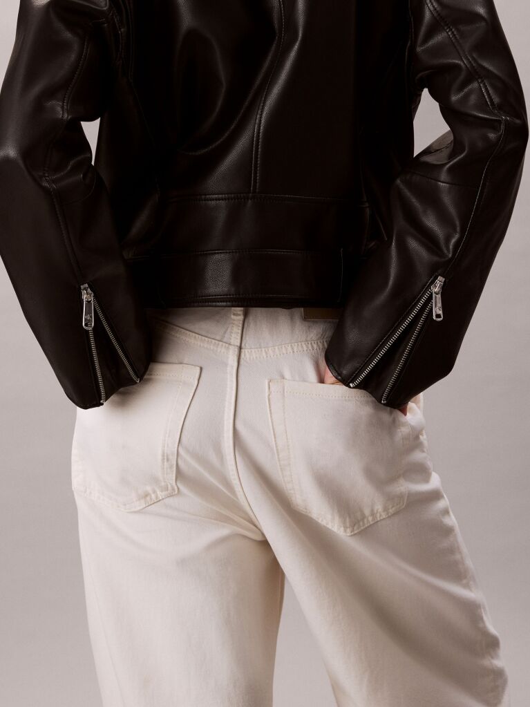 Black Faux Leather Biker Jacket  Women