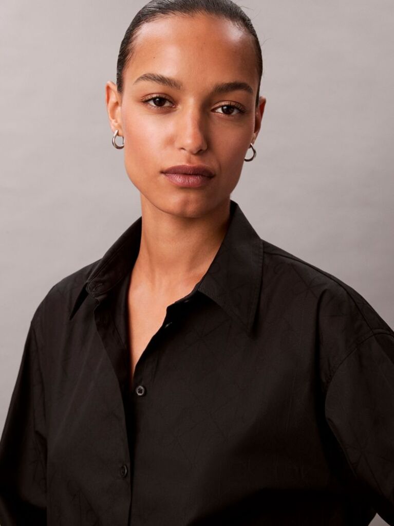 Black Logo Perfect Button-Down Shirt  Women