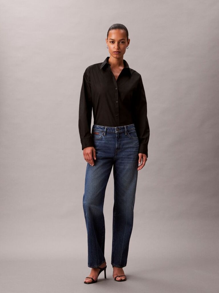 Black Logo Perfect Button-Down Shirt  Women
