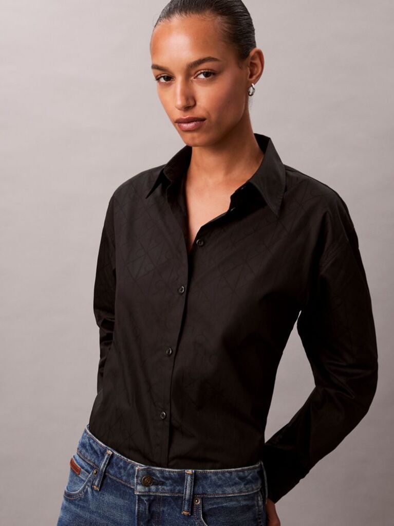 Black Logo Perfect Button-Down Shirt  Women