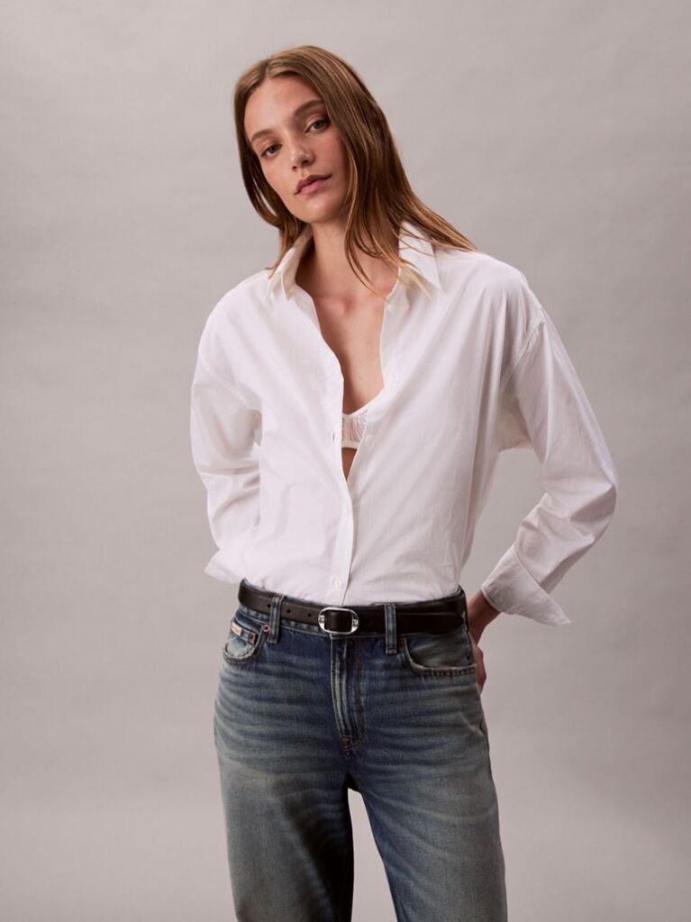 White Logo Perfect Button-Down Shirt  Women