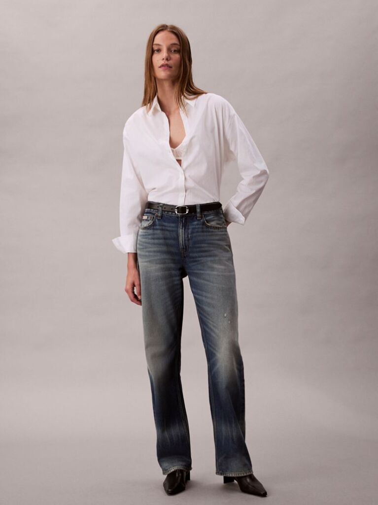 White Logo Perfect Button-Down Shirt  Women