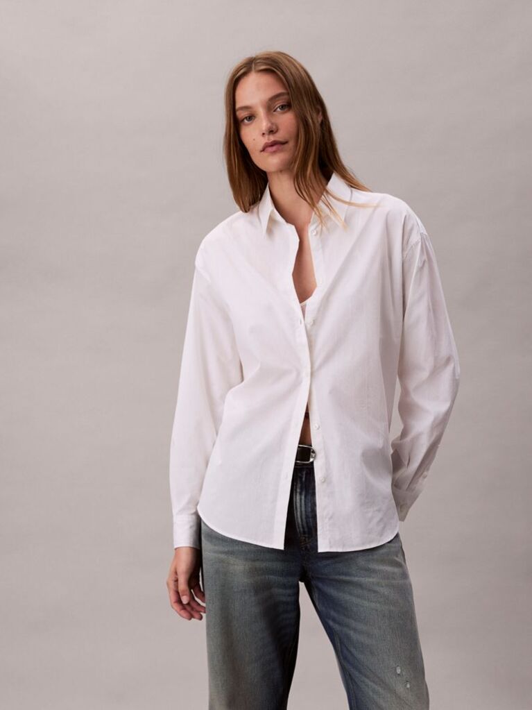 White Logo Perfect Button-Down Shirt  Women