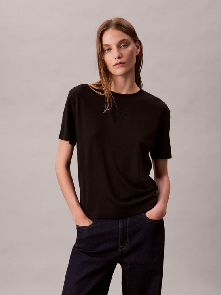 Μαύρο Κοντομάνικο T-Shirt Με Λογότυπο  Γυναίκα
