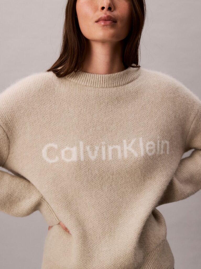 White Alpaca Blend Logo Jumper  Women