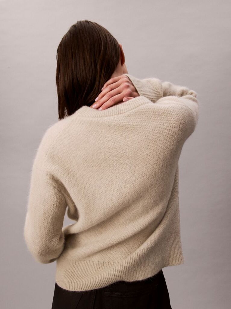 White Alpaca Blend Logo Jumper  Women
