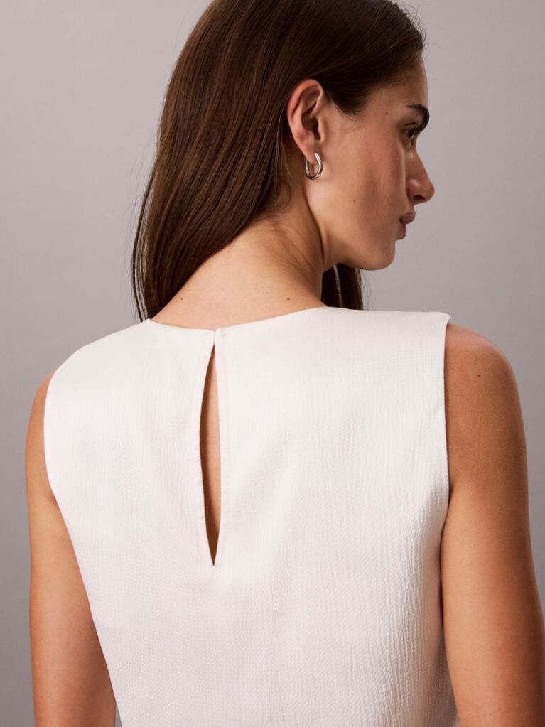 White Hammered Satin Twist Top  Women