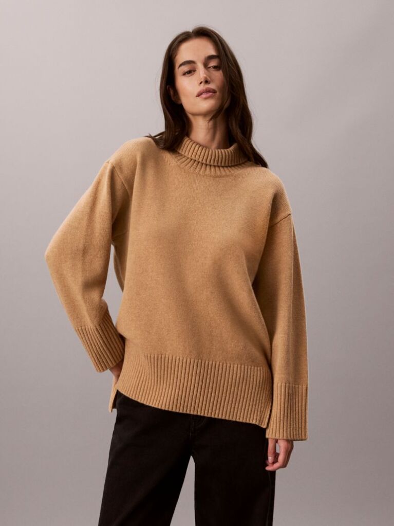 Brown Wool Turtleneck Jumper  Women