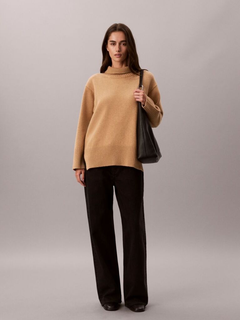 Brown Wool Turtleneck Jumper  Women
