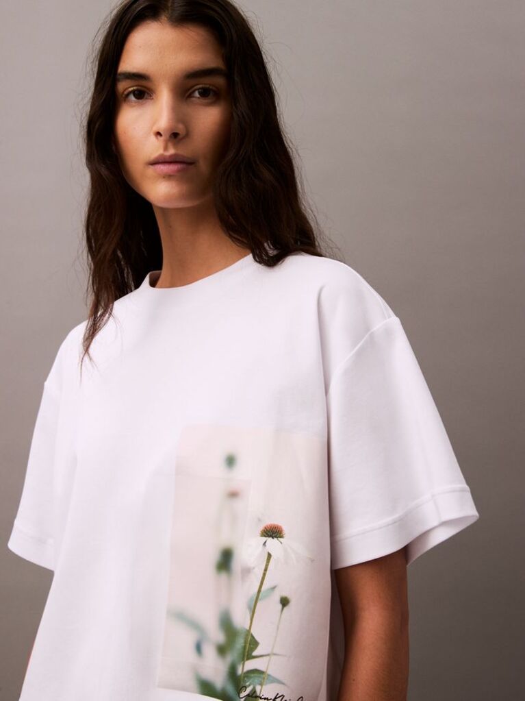 White Cropped Floral Print T-shirt  Women