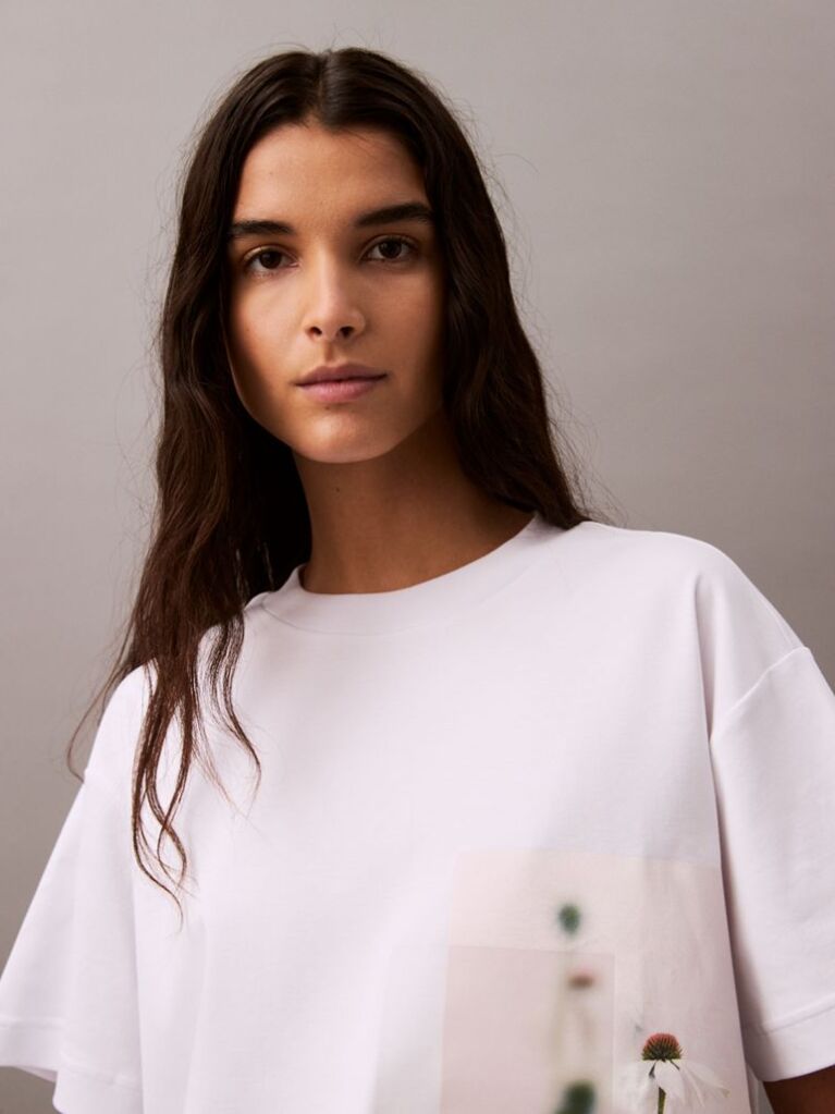 White Cropped Floral Print T-shirt  Women