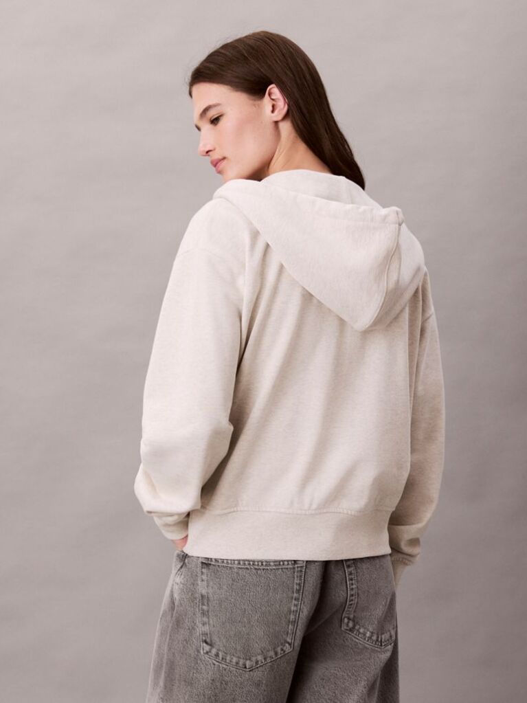 Μπεζ Hoodie με Φερμουάρ Και Λογότυπο  Γυναίκα