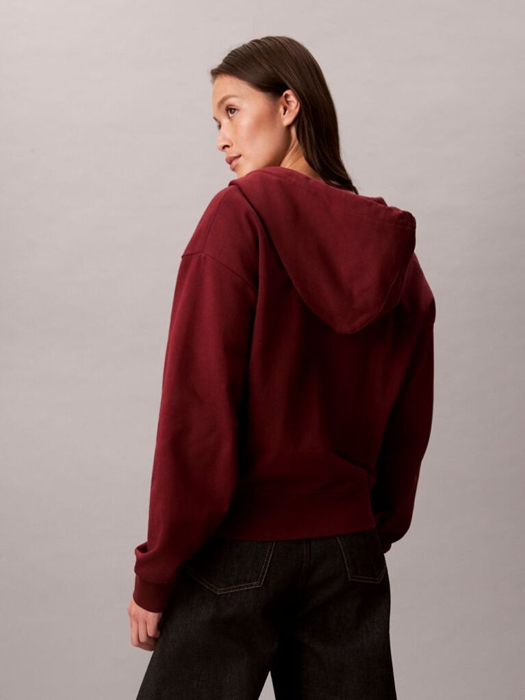 Κόκκινο Hoodie με Φερμουάρ Και Λογότυπο  Γυναίκα