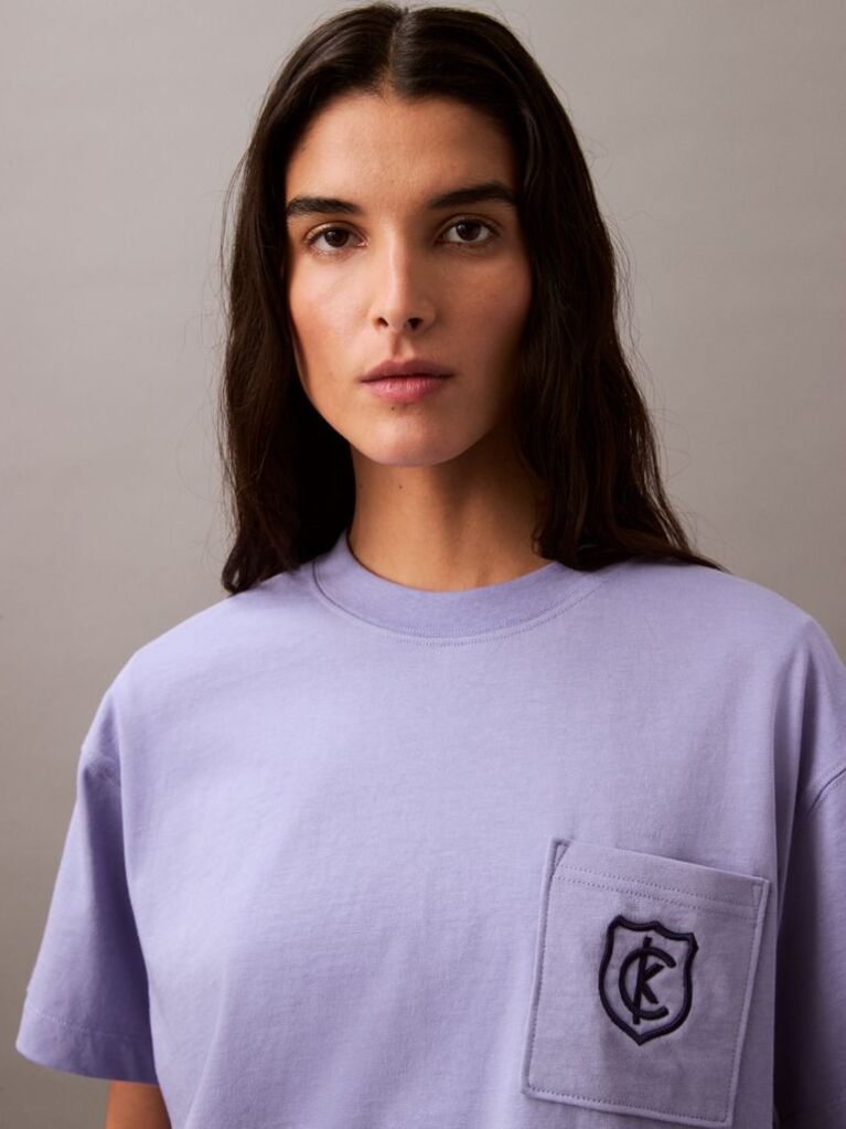 Μοβ Cropped T-shirt Με Λογότυπο  Γυναίκα