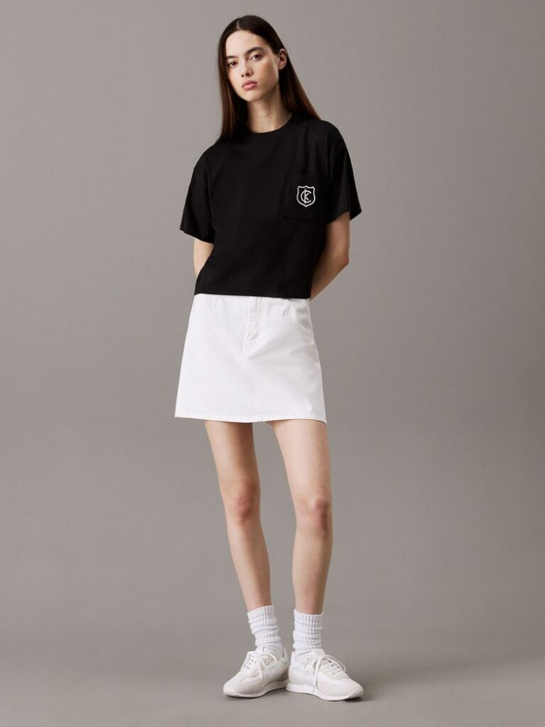 Μαύρο Cropped T-shirt Με Λογότυπο  Γυναίκα