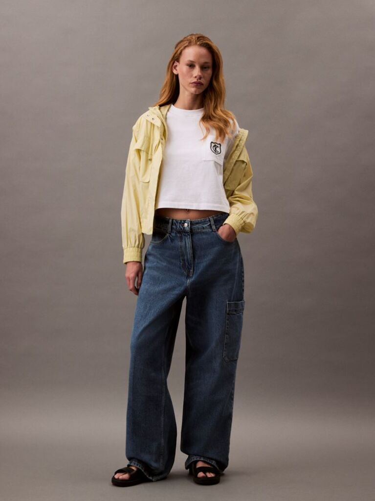 Λευκό Cropped T-shirt Με Λογότυπο  Γυναίκα