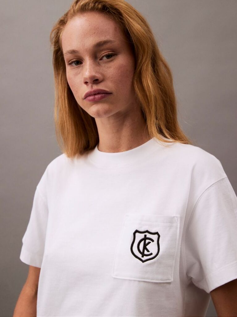 Λευκό Cropped T-shirt Με Λογότυπο  Γυναίκα