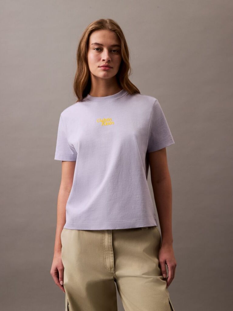 Μοβ T-shirt Με Λογότυπο  Γυναίκα