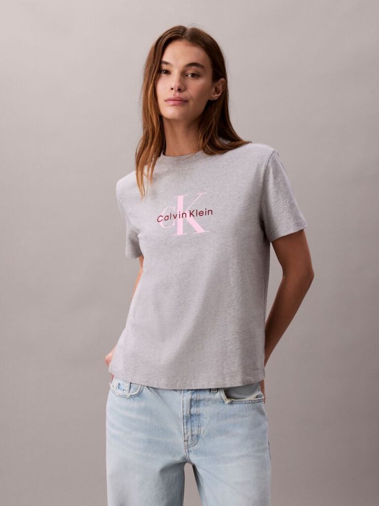 Γκρι T-Shirt Με Λογότυπο  Γυναίκα