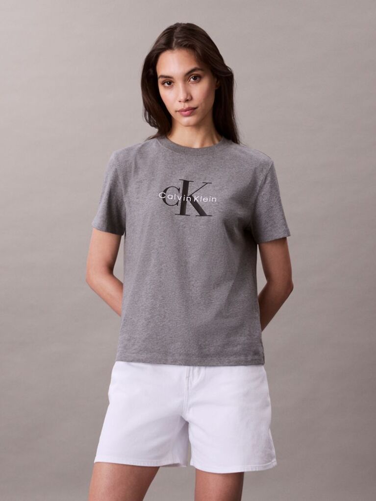 Γκρι T-Shirt Με Λογότυπο  Γυναίκα