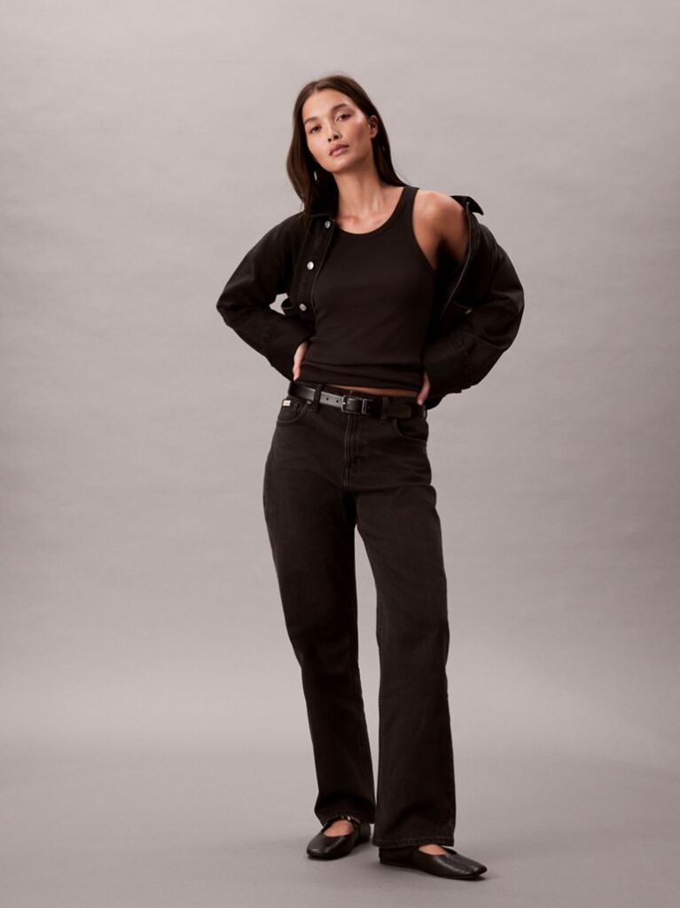Black High Rise Straight Jeans  Women