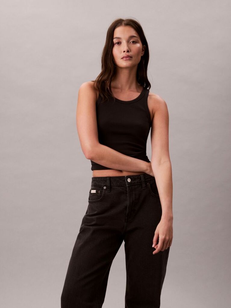 Black High Rise Straight Jeans  Women