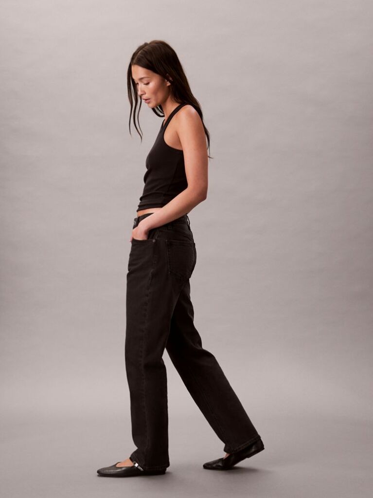 Black High Rise Straight Jeans  Women