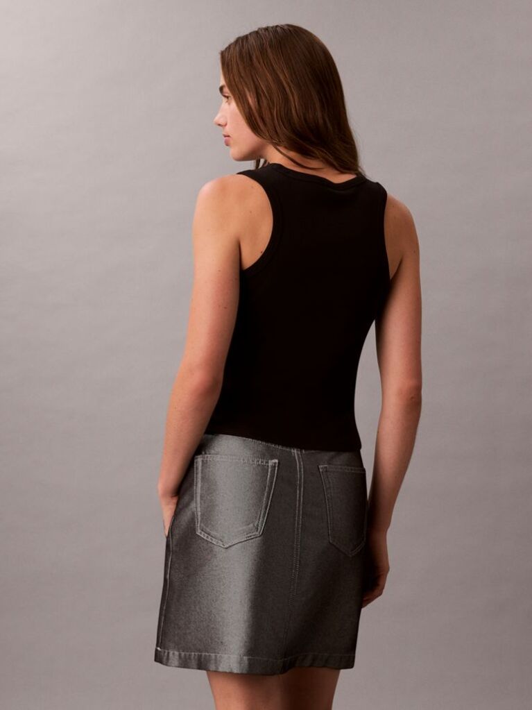 Black Cotton Stretch Rib Tank Top  Women