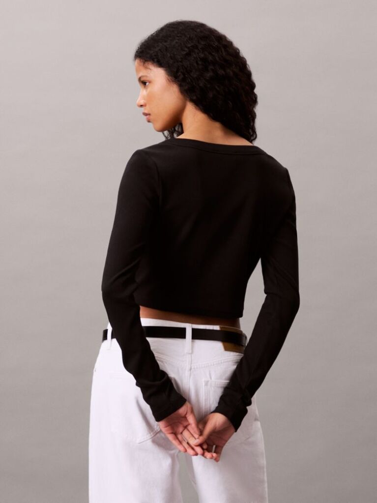 Black Ribbed Slim Cardigan  Women