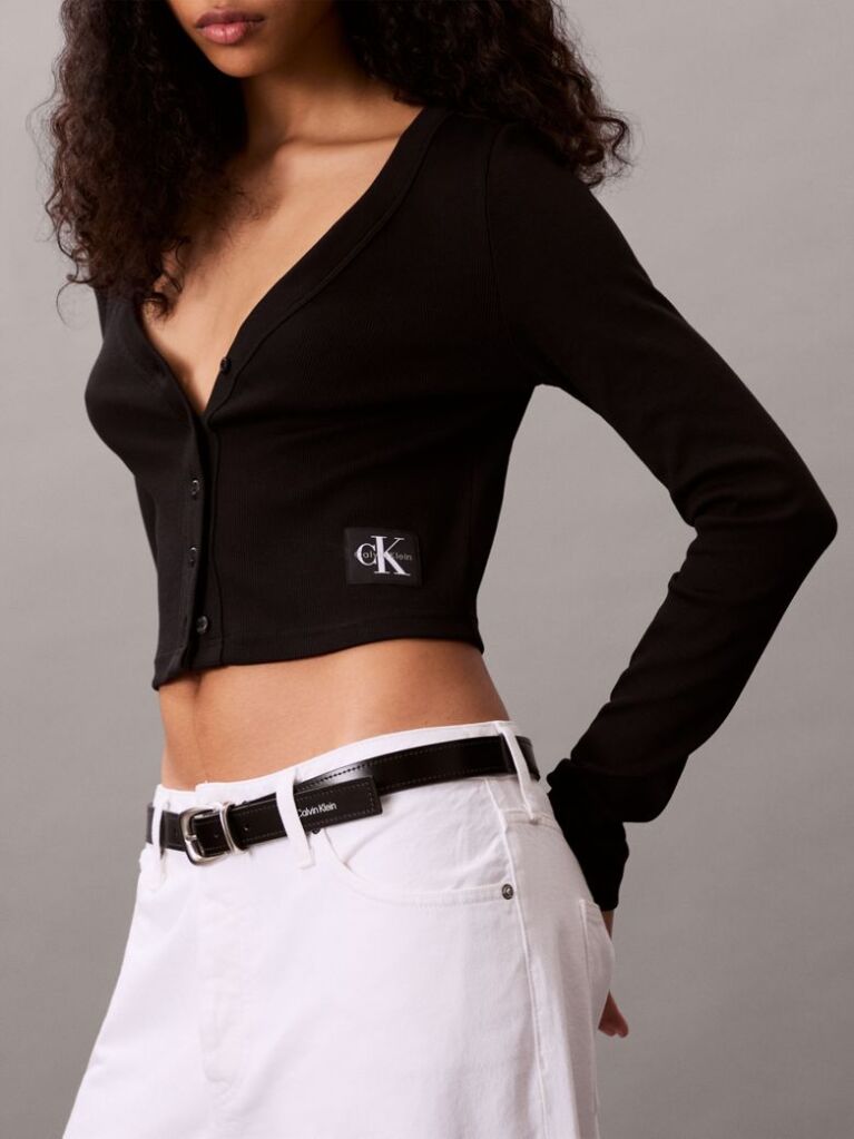 Black Ribbed Slim Cardigan  Women