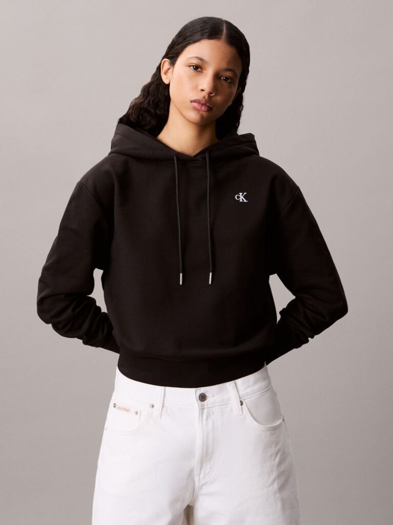 Μαύρο Hoodie Με Λογότυπο Από Βαμβακερό Terry  Γυναίκα