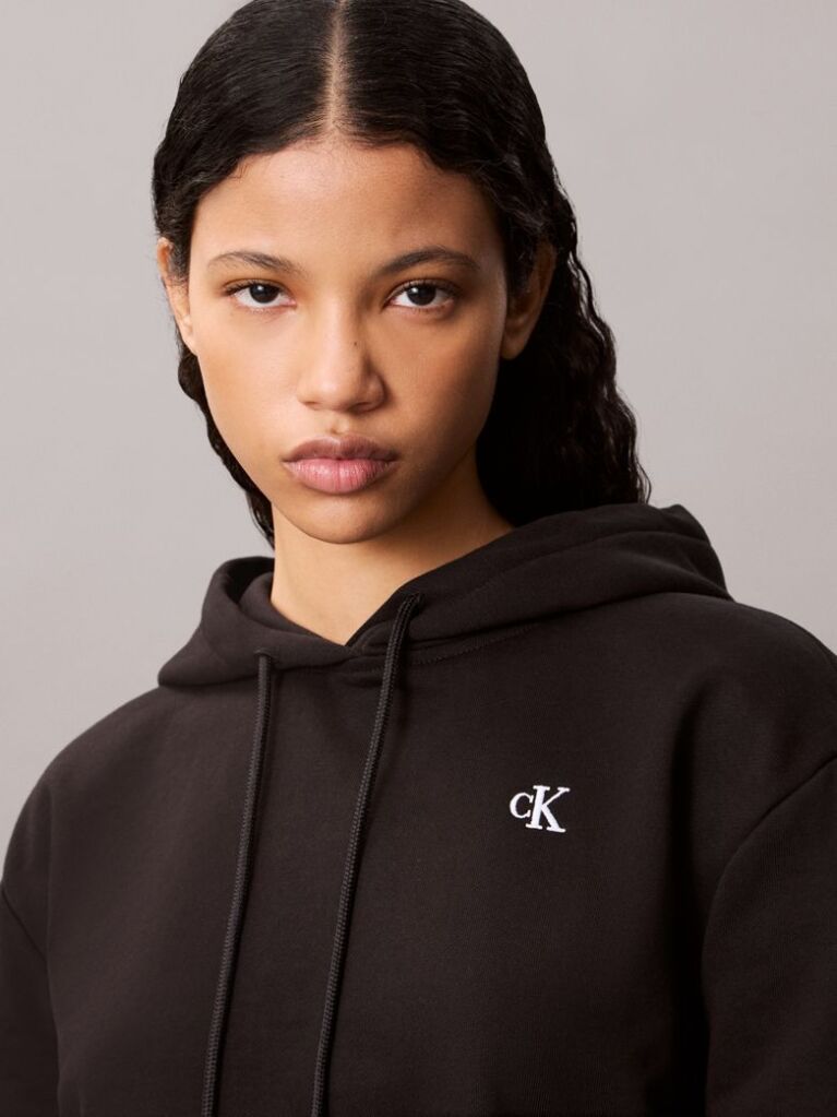 Μαύρο Hoodie Με Λογότυπο Από Βαμβακερό Terry  Γυναίκα