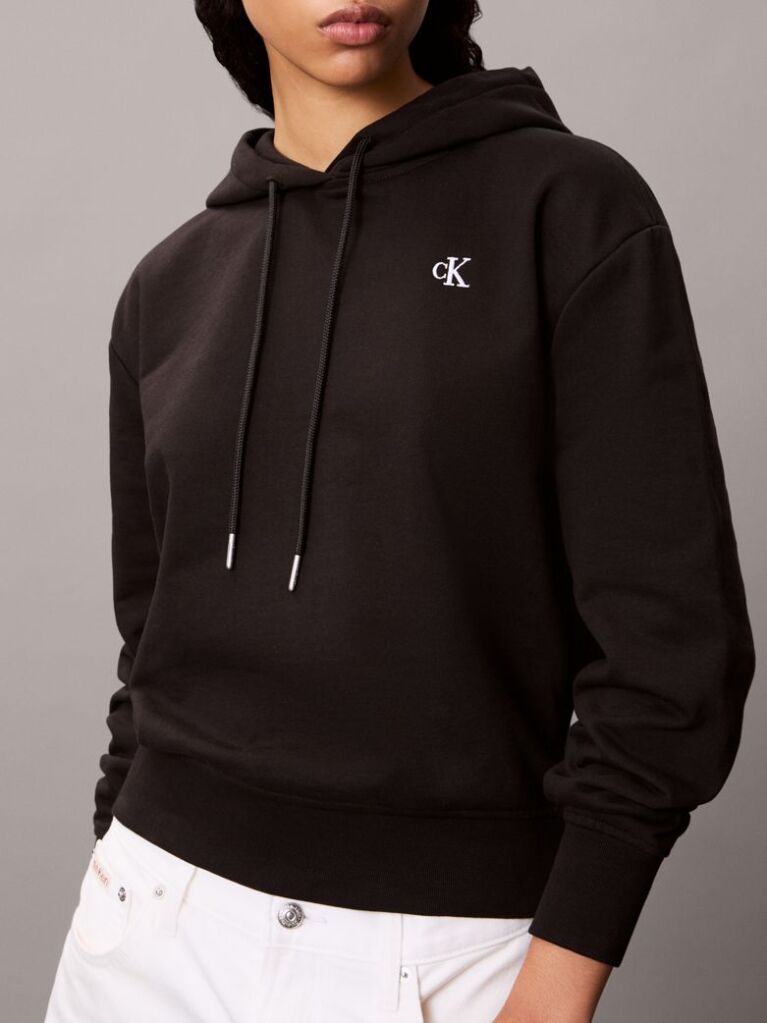 Μαύρο Hoodie Με Λογότυπο Από Βαμβακερό Terry  Γυναίκα