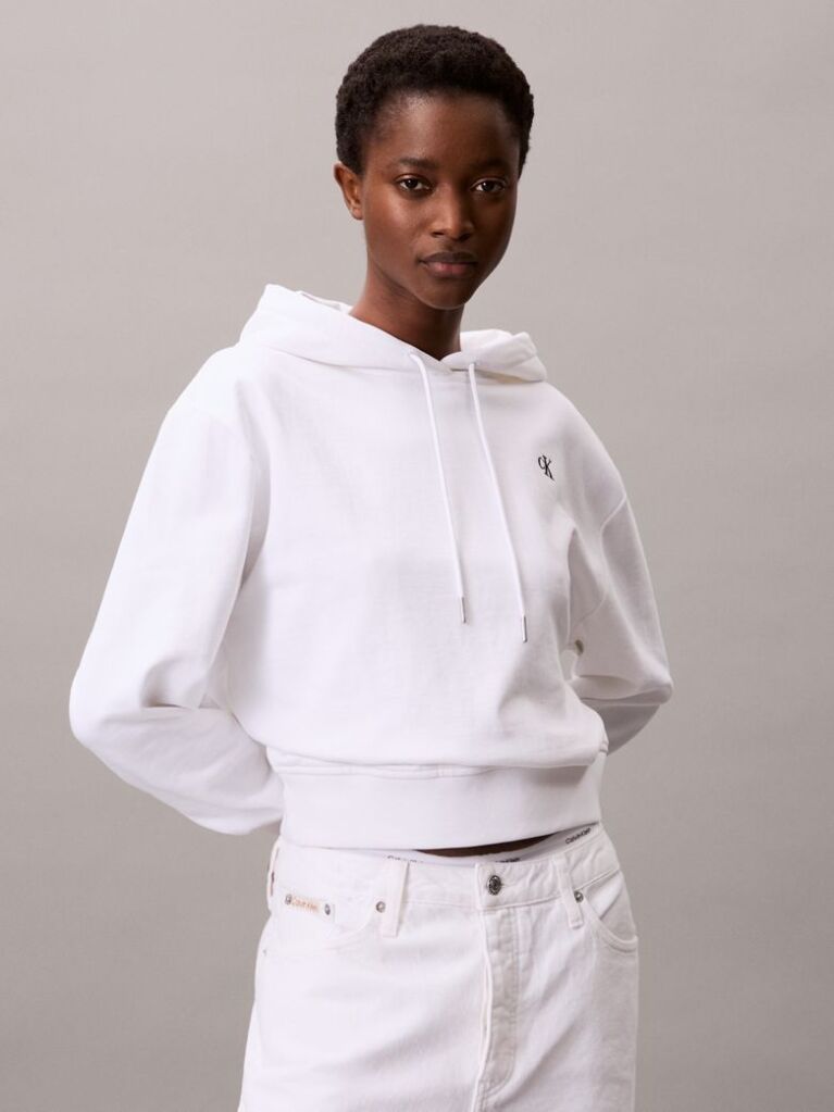 Λευκό Hoodie Με Λογότυπο Από Βαμβακερό Terry  Γυναίκα