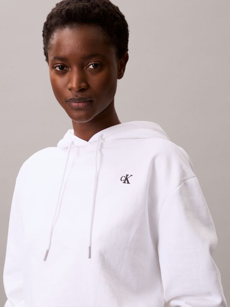 Λευκό Hoodie Με Λογότυπο Από Βαμβακερό Terry  Γυναίκα