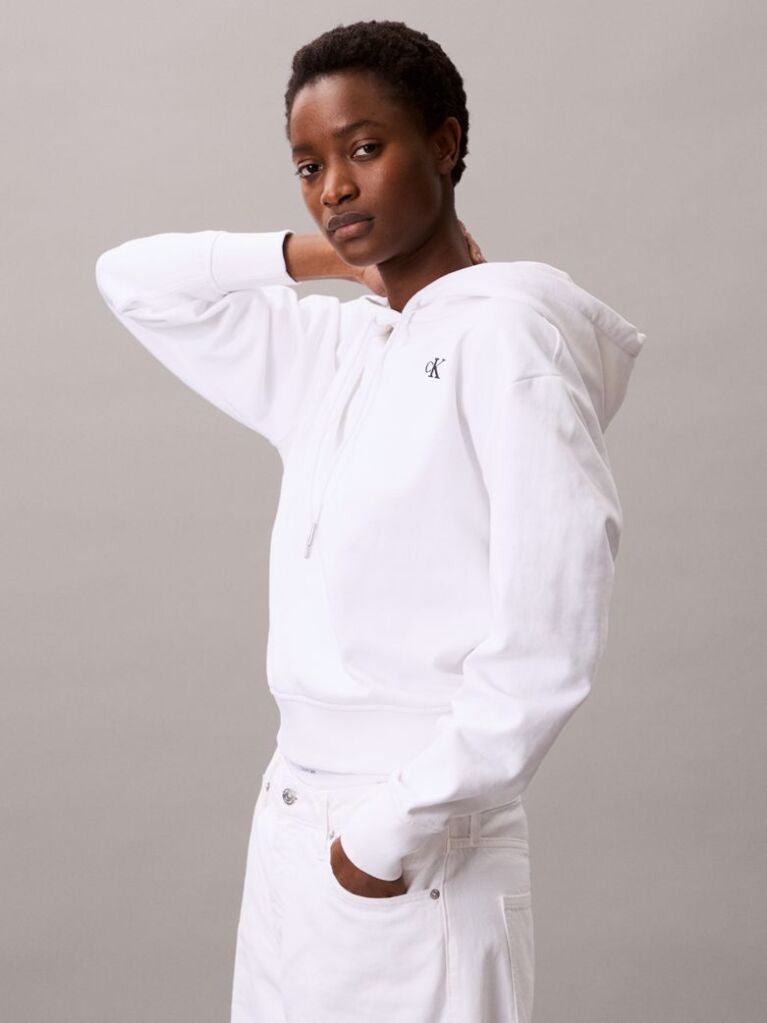 Λευκό Hoodie Με Λογότυπο Από Βαμβακερό Terry  Γυναίκα