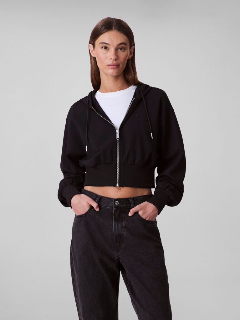 Μαύρο Hoodie Με Φερμουάρ  Γυναίκα