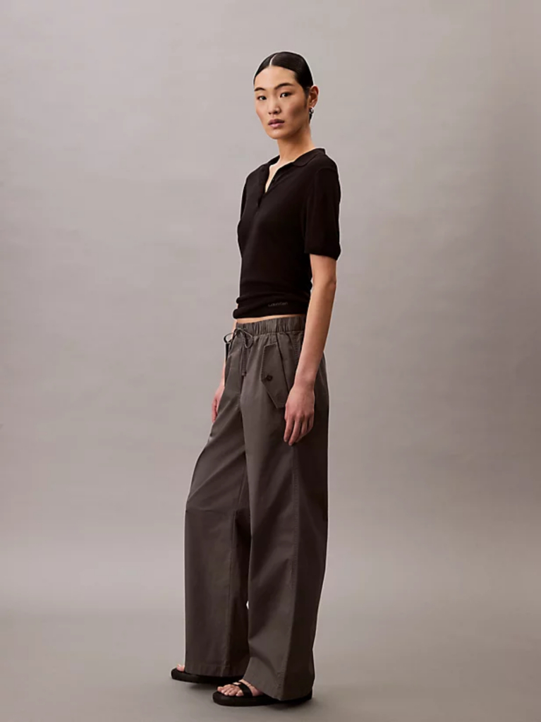 Grey Cotton Stretch Cargo Pants  Women