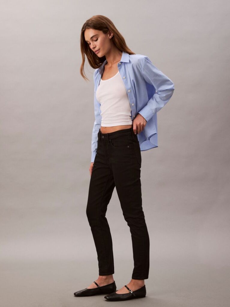 Black Mid Rise Skinny Jeans  Women