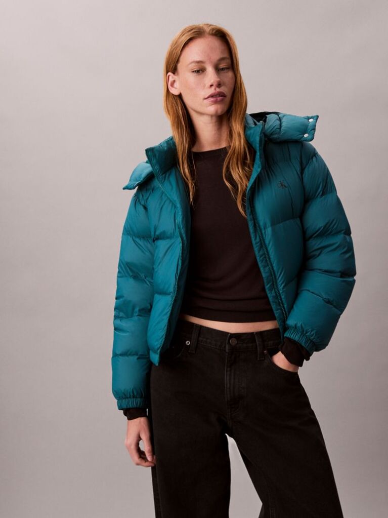 Blue Short Down Puffer Jacket  Women
