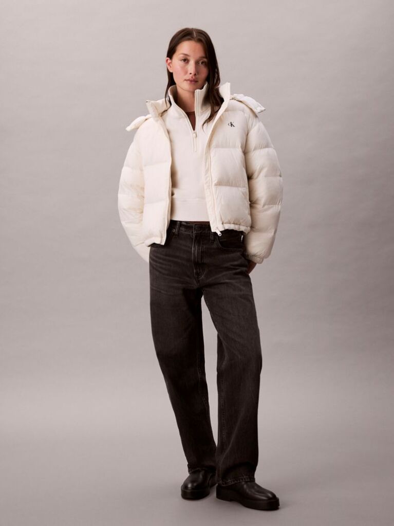 White Short Down Puffer Jacket  Women