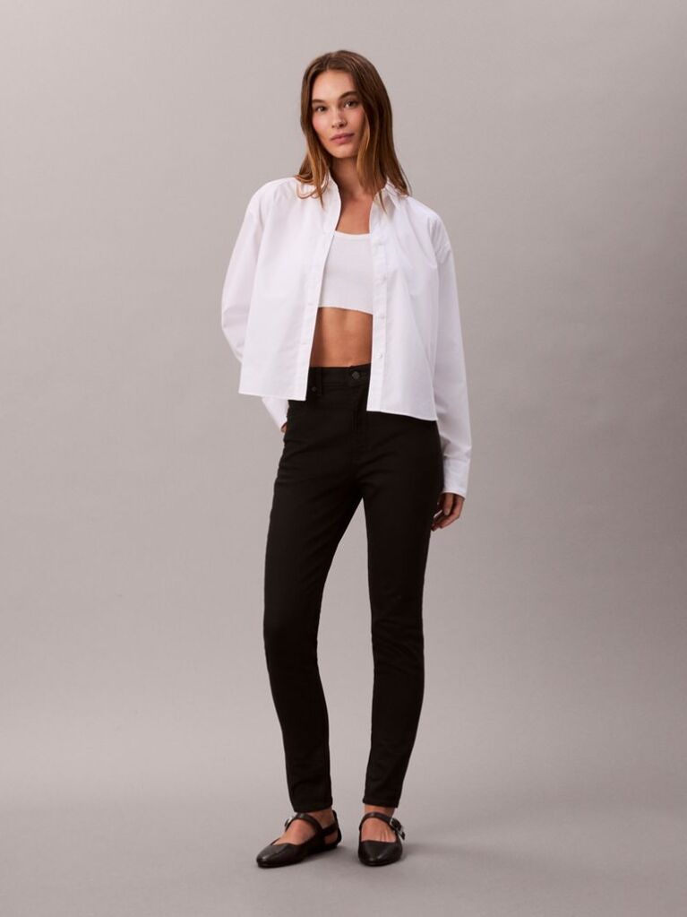 Μαύρο Ψηλόμεσο Τζιν Με Skinny Γραμμή  Γυναίκα