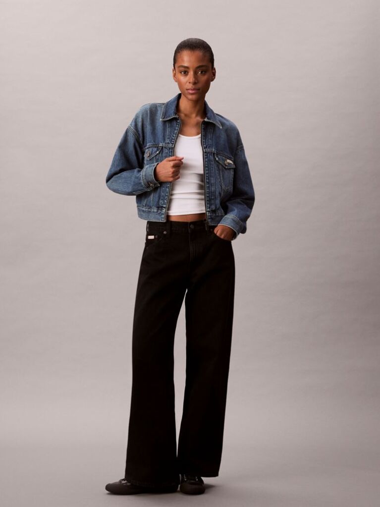 Denim Cropped Denim Τζάκετ Με Φερμουάρ  Γυναίκα