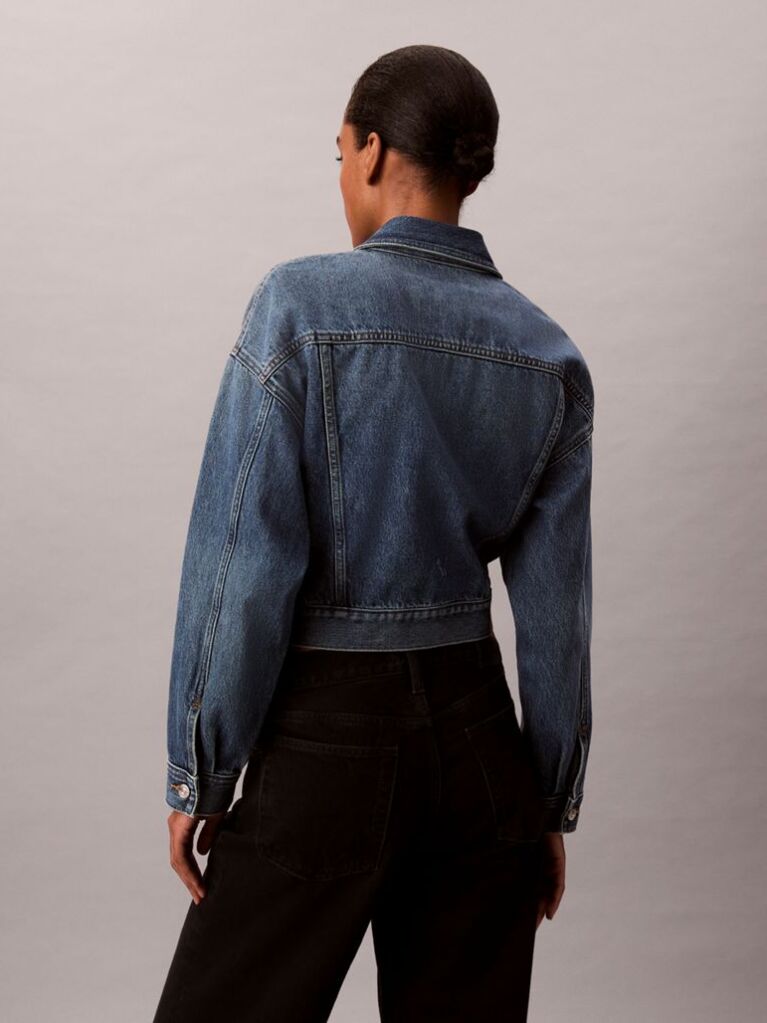 Denim Cropped Denim Τζάκετ Με Φερμουάρ  Γυναίκα