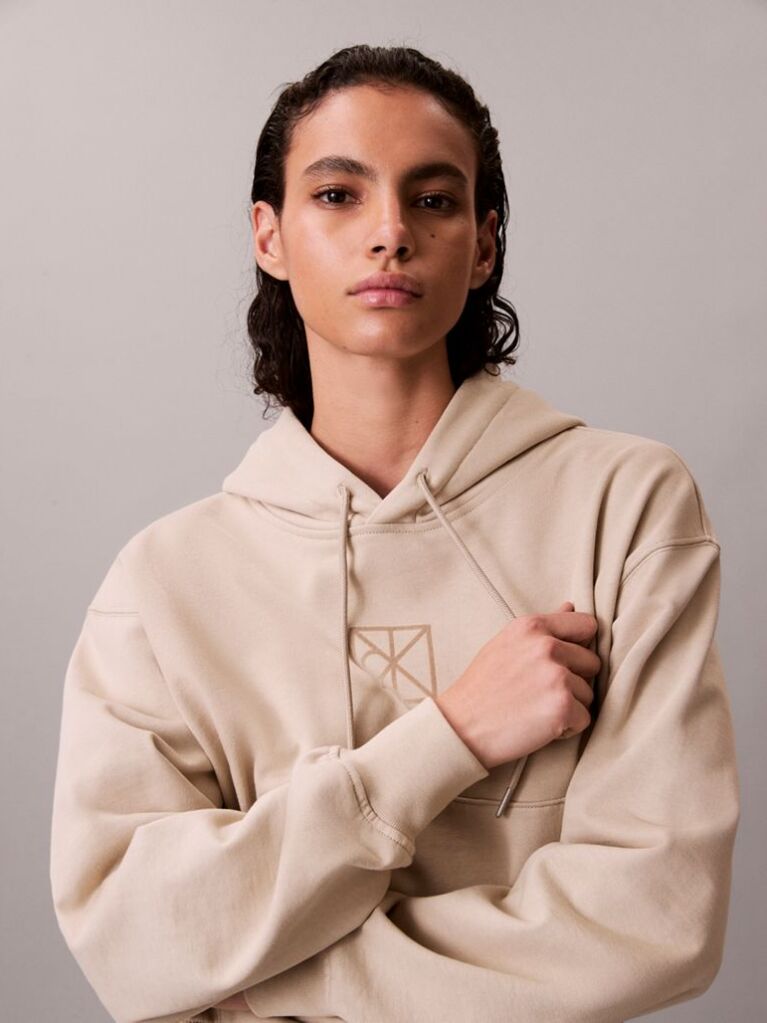 Μπεζ Άνετο Hoodie Από Premium Terry  Γυναίκα